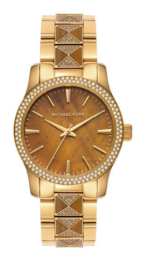 Buy Shop Michael Kors Runway Three Hand Brown Dial Two Tone Steel Strap Watch For Women - MK7389 USA Online