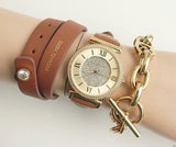 Buy Shop Michael Kors Catlin Champagne Dial Brown Leather Strap Watch for Women - MK2375 USA Online