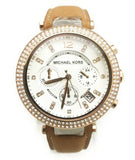 Buy Shop Michael Kors Parker Chronograph White Dial Tan Leather Strap Watch for Women - MK5633 USA Online