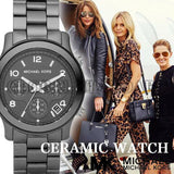 Buy Shop Michael Kors Runway Black Ceramic Dial Black Steel Strap Watch for Women - MK5162 USA Online
