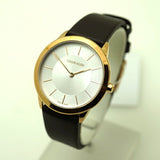 Buy Shop Calvin Klein Minimal White Dial Brown Leather Strap Watch for Women - K3M226G6 USA Online