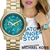 Buy Shop Michael Kors Runway Hunger Stop100 Series Blue Dial Gold Steel Strap Watch for Women - MK5815 USA Online
