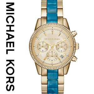 Buy Shop Michael Kors Ritz Gold Dial Two Tone Steel Strap Watch for Women - MK6328 USA Online