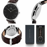Buy Shop Daniel Wellington Classic York Black Dial Brown Leather Strap Watch For Men - DW00100134 USA Online