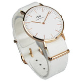 Buy Shop Daniel Wellington Classic Dover White Dial White Nylon Strap Watch For Women - DW00100309 USA Online