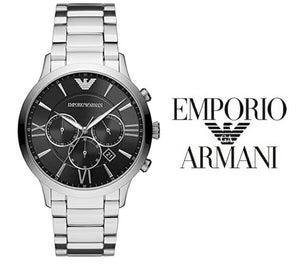 Buy Shop Emporio Armani Giovanni Chronograph Black Dial Silver Steel Strap Watch For Men - AR11208 USA Online