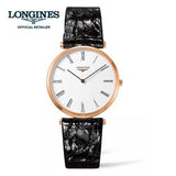 Longines La Grande Classique De Longines White Dial Black Leather Strap Watch for Women - L4.755.1.91.2