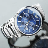 Buy Shop Emporio Armani Renato Chronograph Blue Dial Silver Steel Strap Watch For Men - AR2448 USA Online
