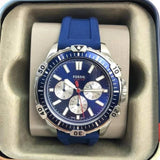 Buy Shop Fossil Garrett Chronograph Blue Dial Blue Rubber Strap Watch for Men - FS5709 USA Online