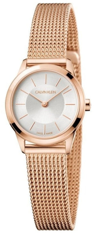 Buy Shop Calvin Klein Minimal White Dial Rose Gold Mesh Bracelet Watch for Women - K3M23626 USA Online