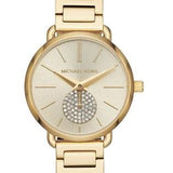 Buy Shop Michael Kors Portia Quartz Gold Dial Gold Steel Strap Watch For Women - MK3838 USA Online