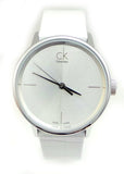 Calvin Klein Accent White Dial White Leather Strap Watch for Women - K2Y2Y1K6