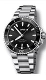 Oris Aquis Date Black Dial Silver Steel Strap Watch for Men - 0173377304134-0782405PEB