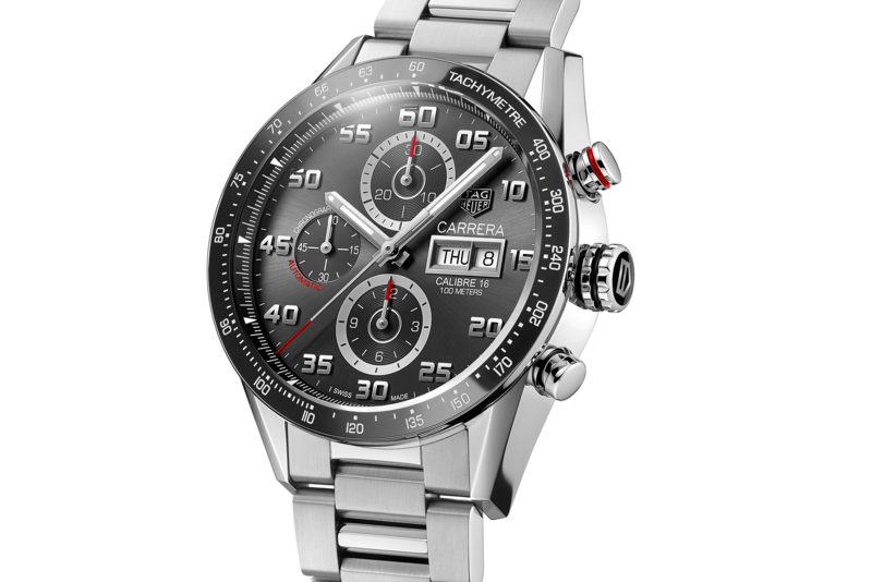 Buy Shop Tag Heuer Carrera Chronograph Black Dial Silver Steel Strap Watch for Men - CBN2A1AA.BA0643 USA Online