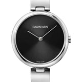 Buy Shop Calvin Klein Wavy Black Dial Silver Steel Strap Watch for Women - K9U23141 USA Online