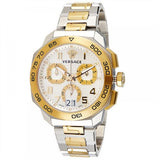 Buy Shop Versace Dylos Chronograph Silver Dial Two Tone Steel Strap Watch for Men - VQC030015 USA Online