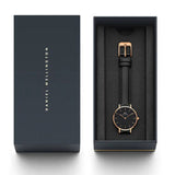 Buy Shop Daniel Wellington Classic Petite Sheffield Black Dial Black Leather Strap Watch For Women - DW00100224 USA Online