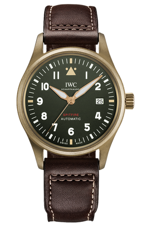 Buy Shop IWC Pilot's Watch Automatic Spitfire Green Dial Brown Leather Strap Watch for Men - IW326802 USA Online