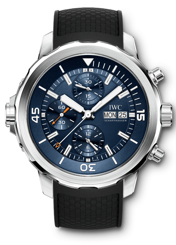 Buy Shop IWC Aquatimer Automatic Chronograph 44mm Blue Dial Black Rubber Strap Watch for Men - IW376805 USA Online