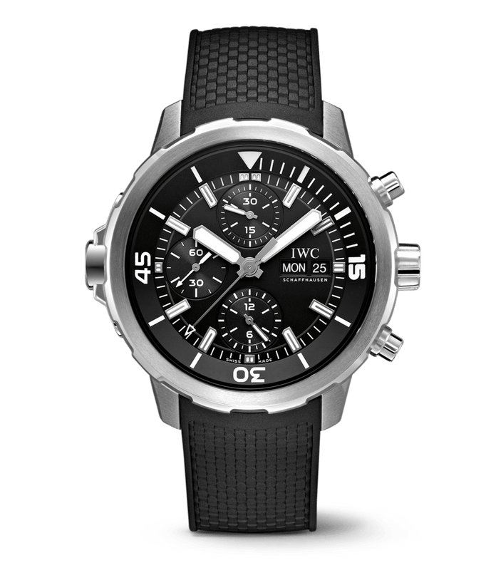 Buy Shop IWC Aquatimer Chronograph Black Dial Black Leather Strap Watch for Men - IW376803 USA Online