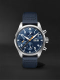 Buy Shop IWC Pilot's Automatic Chronograph 43mm Blue Dial Blue Calfskin Strap Watch for Men - IW377729 USA Online