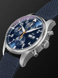 Buy Shop IWC Pilot's Automatic Chronograph 43mm Blue Dial Blue Calfskin Strap Watch for Men - IW377729 USA Online