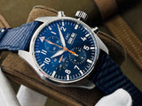 Buy Shop IWC Pilot's Automatic Chronograph 43mm Blue Dial Blue Calfskin Strap Watch for Men - IW377729 USA Online