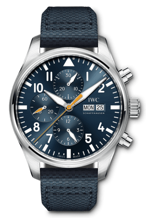 Buy Shop IWC Pilot's Automatic Chronograph 43mm Blue Dial Blue Calfskin Strap Watch for Men - IW377729 USA Online