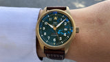 Buy Shop IWC Pilot's Watch Automatic Spitfire Green Dial Brown Leather Strap Watch for Men - IW326802 USA Online