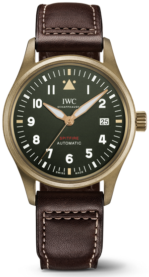 Buy Shop IWC Pilot's Watch Automatic Spitfire Green Dial Brown Leather Strap Watch for Men - IW326802 USA Online