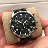 Buy Shop IWC Pilot's Watch Chronograph Black Dial Black Leather Strap Watch for Men - IW377709 USA Online