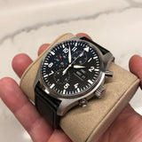 Buy Shop IWC Pilot's Watch Chronograph Black Dial Black Leather Strap Watch for Men - IW377709 USA Online