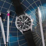 Buy Shop IWC Pilot's Watch Chronograph Black Dial Black Leather Strap Watch for Men - IW377709 USA Online