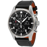 Buy Shop IWC Pilot's Watch Chronograph Black Dial Black Leather Strap Watch for Men - IW377709 USA Online
