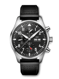 Buy Shop IWC Pilot's Watch Chronograph Black Dial Black Leather Strap Watch for Men - IW377709 USA Online