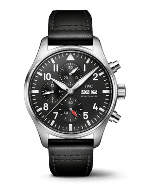 Buy Shop IWC Pilot's Watch Chronograph Black Dial Black Leather Strap Watch for Men - IW377709 USA Online