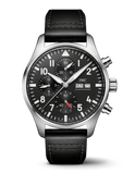 Buy Shop IWC Pilot's Watch Chronograph Black Dial Black Leather Strap Watch for Men - IW377709 USA Online