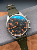 Buy Shop IWC Pilot's Watch Chronograph Black Dial Olive Green Calfskin Strap Watch for Men - IW377730 USA Online