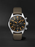 Buy Shop IWC Pilot's Watch Chronograph Black Dial Olive Green Calfskin Strap Watch for Men - IW377730 USA Online
