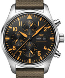 Buy Shop IWC Pilot's Watch Chronograph Black Dial Olive Green Calfskin Strap Watch for Men - IW377730 USA Online