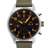 Buy Shop IWC Pilot's Watch Chronograph Black Dial Olive Green Calfskin Strap Watch for Men - IW377730 USA Online