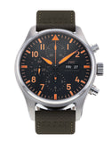 Buy Shop IWC Pilot's Watch Chronograph Black Dial Olive Green Calfskin Strap Watch for Men - IW377730 USA Online