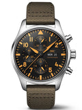 Buy Shop IWC Pilot's Watch Chronograph Black Dial Olive Green Calfskin Strap Watch for Men - IW377730 USA Online