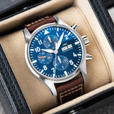 Buy Shop IWC Pilot’s Watch Chronograph Edition “Le Petit Prince” Blue Dial Brown Leather Strap Watch for Men - IW377714 USA Online