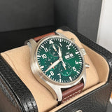 Buy Shop IWC Pilot's Watch Chronograph Edition Racing Green 43mm Green Dial Brown Leather Strap Watch for Men - IW377726 USA Online
