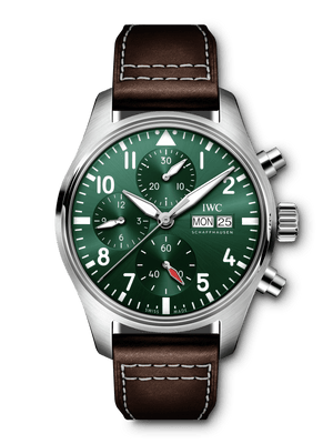 Buy Shop IWC Pilot's Watch Chronograph Edition Racing Green 43mm Green Dial Brown Leather Strap Watch for Men - IW377726 USA Online