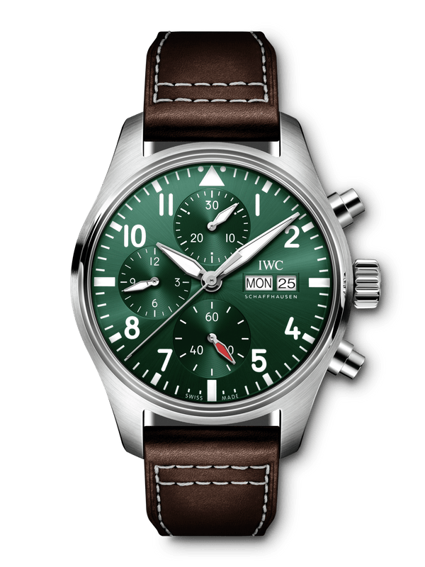 Buy Shop IWC Pilot's Watch Chronograph Edition Racing Green 43mm Green Dial Brown Leather Strap Watch for Men - IW377726 USA Online
