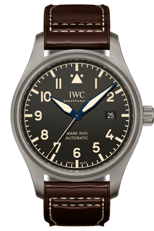 Buy Shop IWC Pilot's Watch Mark XVIII 40mm Black Dial Brown Leather Strap Watch for Men - IW327006 USA Online
