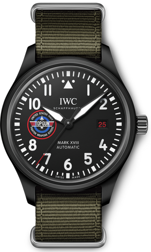 Buy Shop IWC Pilot’s Watch Mark XVIII Top Gun Edition “SFTI” Black Dial Green Nylon Strap Watch for Men - IW324712 USA Online