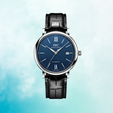 Buy Shop IWC Portofino '150 Years Edition' Automatic Blue Dial Black Leather Strap Watch for Men - IW356518 USA Online